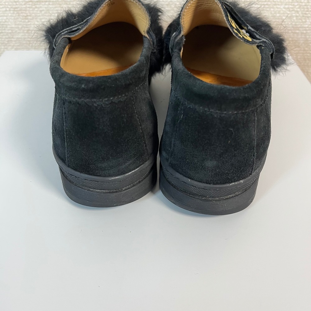 Joyks Black Metallic Gold Fur Accent Slip On Chunky Loafers Size 39 US 9 - Picture 5 of 7